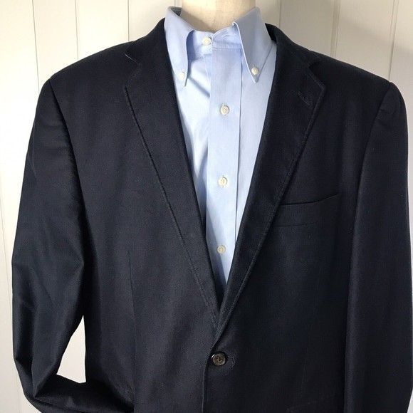 Saddlebred Men's Two Button Navy Blue Blazer Cotton Sport Coat Jacket Size 42L - Picture 4 of 13